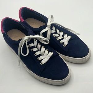 1901 Navy Suede lace up shoes